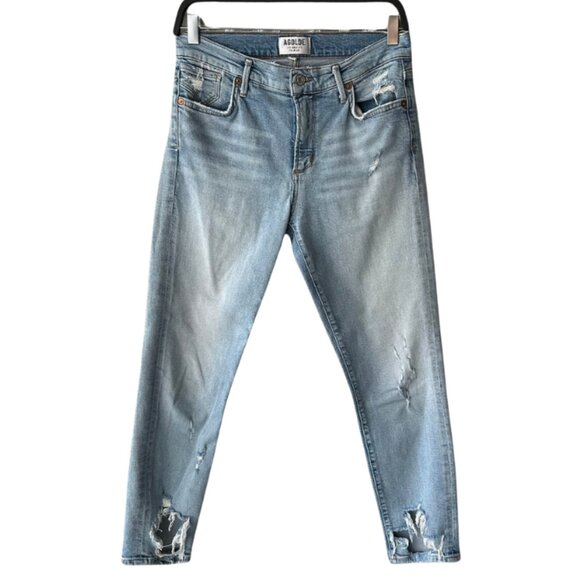 AGOLDE Sophie Crop Jean Chewed Hem Denim Pants US 27 Light Wash - Picture 2 of 15